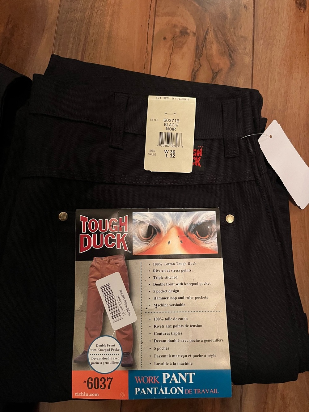 Tough Duck Men’s Relaxed Fit Black Work Jeans - W36 L32